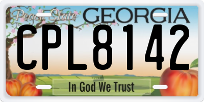 GA license plate CPL8142