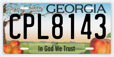 GA license plate CPL8143