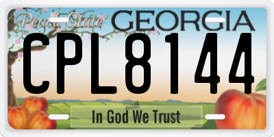 GA license plate CPL8144