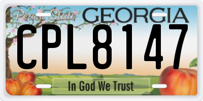 GA license plate CPL8147