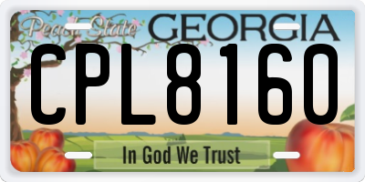 GA license plate CPL8160