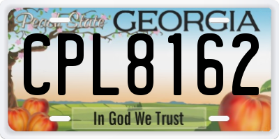 GA license plate CPL8162