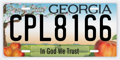 GA license plate CPL8166