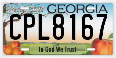 GA license plate CPL8167