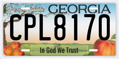 GA license plate CPL8170