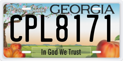 GA license plate CPL8171
