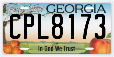 GA license plate CPL8173