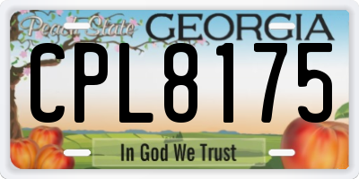 GA license plate CPL8175