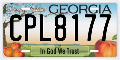 GA license plate CPL8177