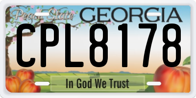 GA license plate CPL8178