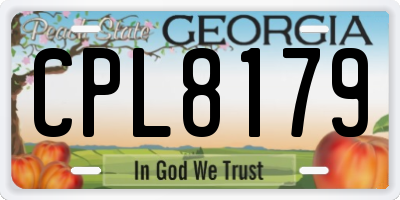 GA license plate CPL8179