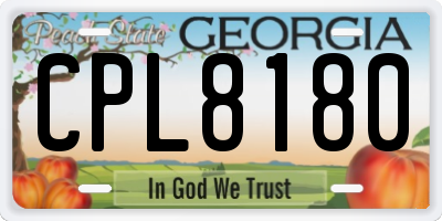 GA license plate CPL8180