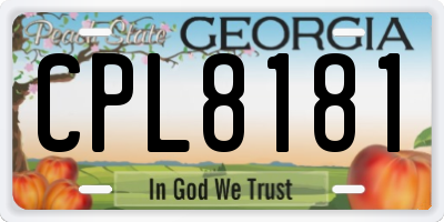 GA license plate CPL8181