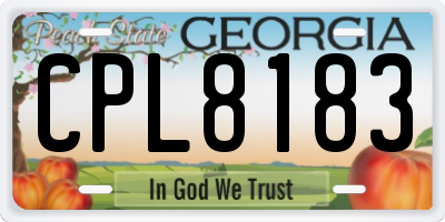 GA license plate CPL8183