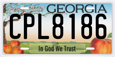 GA license plate CPL8186