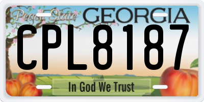 GA license plate CPL8187