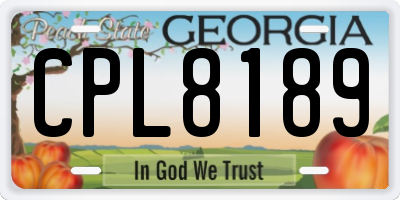 GA license plate CPL8189