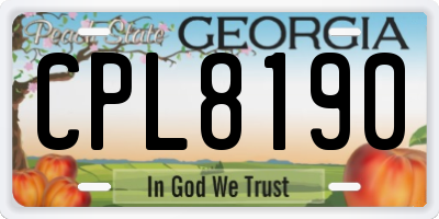 GA license plate CPL8190