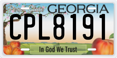 GA license plate CPL8191