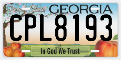 GA license plate CPL8193