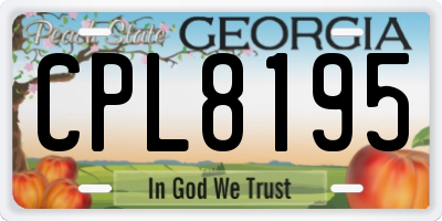 GA license plate CPL8195