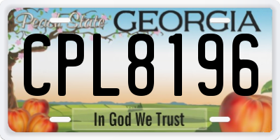 GA license plate CPL8196