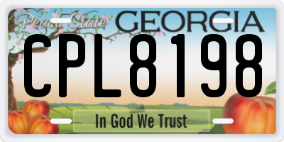 GA license plate CPL8198