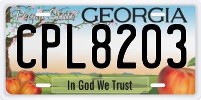 GA license plate CPL8203