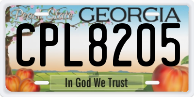 GA license plate CPL8205