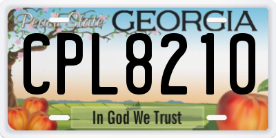 GA license plate CPL8210