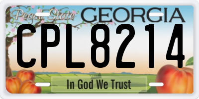 GA license plate CPL8214