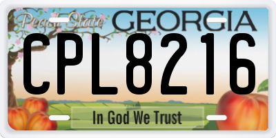 GA license plate CPL8216