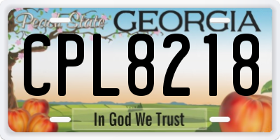 GA license plate CPL8218