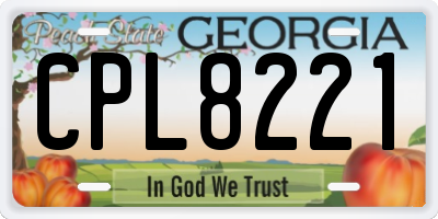 GA license plate CPL8221