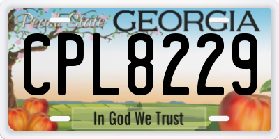 GA license plate CPL8229