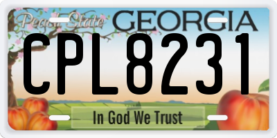 GA license plate CPL8231