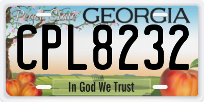 GA license plate CPL8232