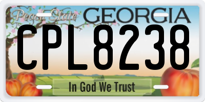 GA license plate CPL8238