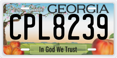 GA license plate CPL8239