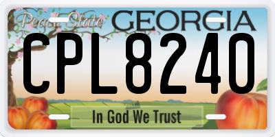 GA license plate CPL8240