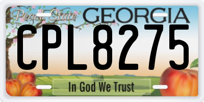 GA license plate CPL8275