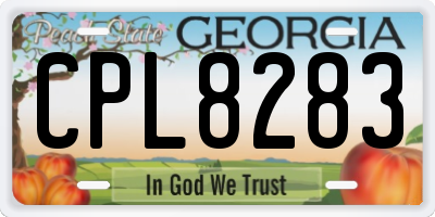 GA license plate CPL8283