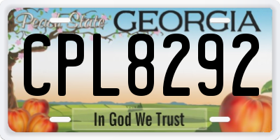 GA license plate CPL8292
