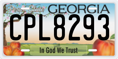 GA license plate CPL8293
