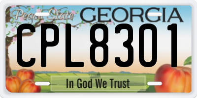 GA license plate CPL8301
