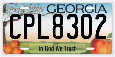 GA license plate CPL8302