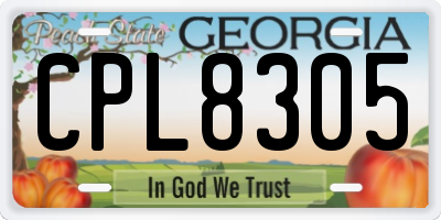GA license plate CPL8305