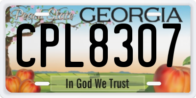 GA license plate CPL8307
