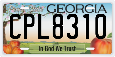 GA license plate CPL8310