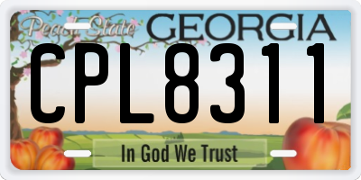 GA license plate CPL8311